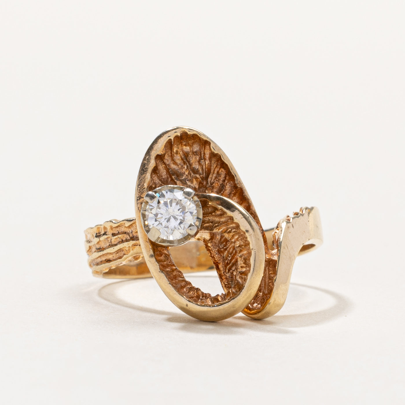 14k Diamond Textured Abstract Ring | 0.25ct | SZ 7.5
