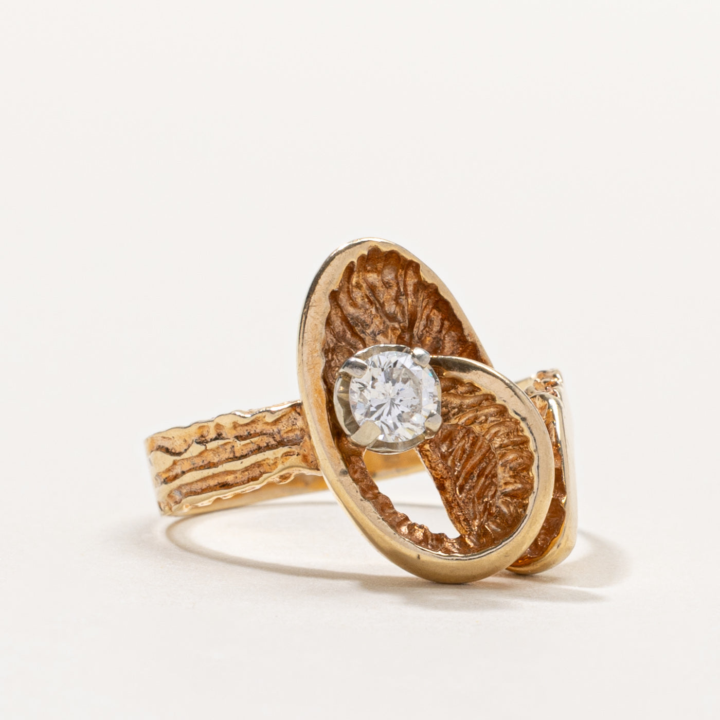 14k Diamond Textured Abstract Ring | 0.25ct | SZ 7.5