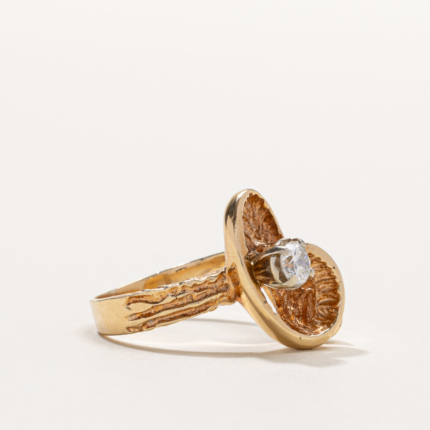 14k Diamond Textured Abstract Ring | 0.25ct | SZ 7.5