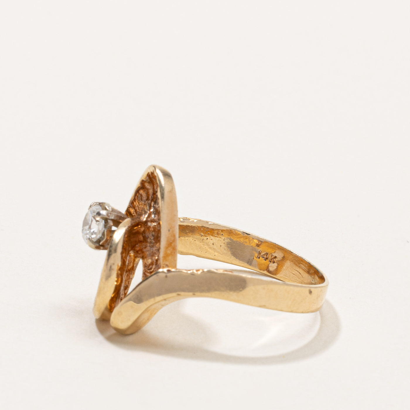 14k Diamond Textured Abstract Ring | 0.25ct | SZ 7.5
