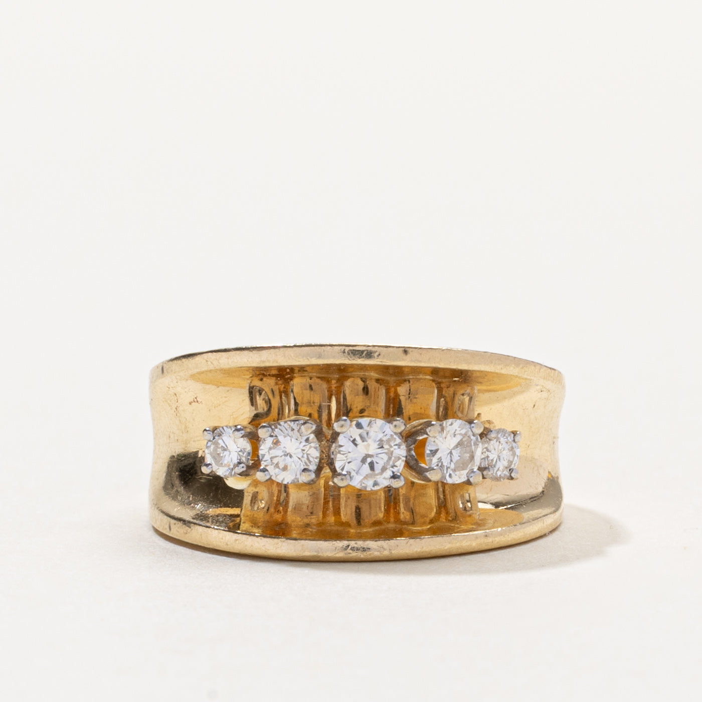 14k Five Stone Diamond Concave Band Ring | 0.36ctw | SZ 5.5