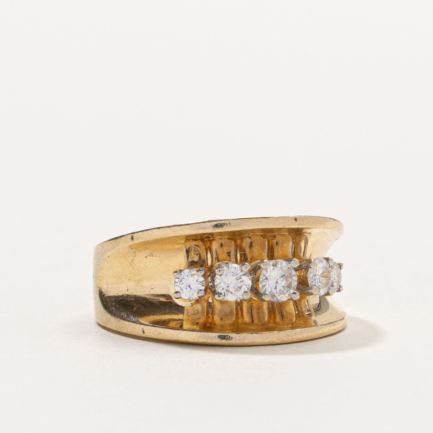 14k Five Stone Diamond Concave Band Ring | 0.36ctw | SZ 5.5