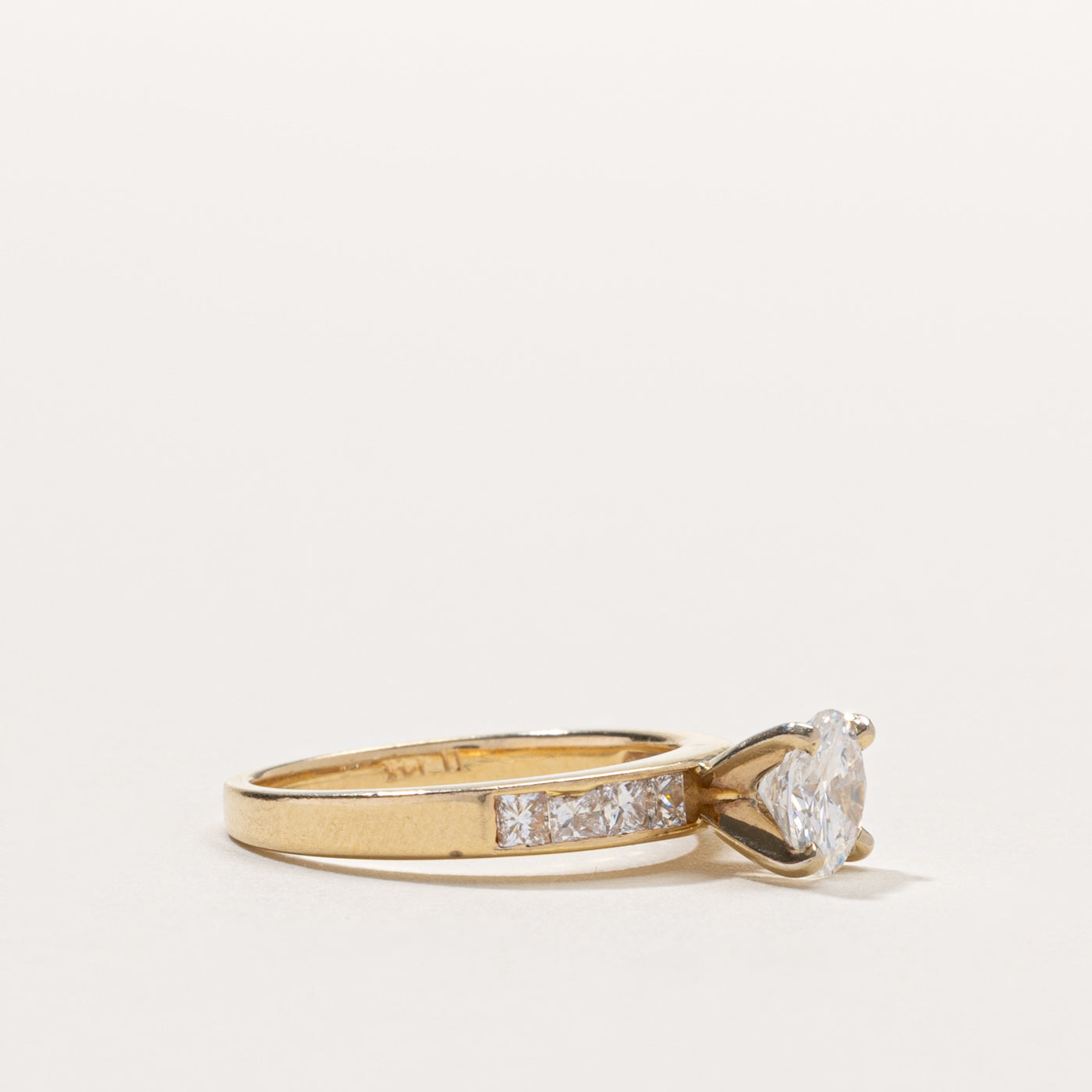 14k Diamond Channel Set Accented Ring | 0.85 VS1 H/I, 0.24ctw | SZ 5.5