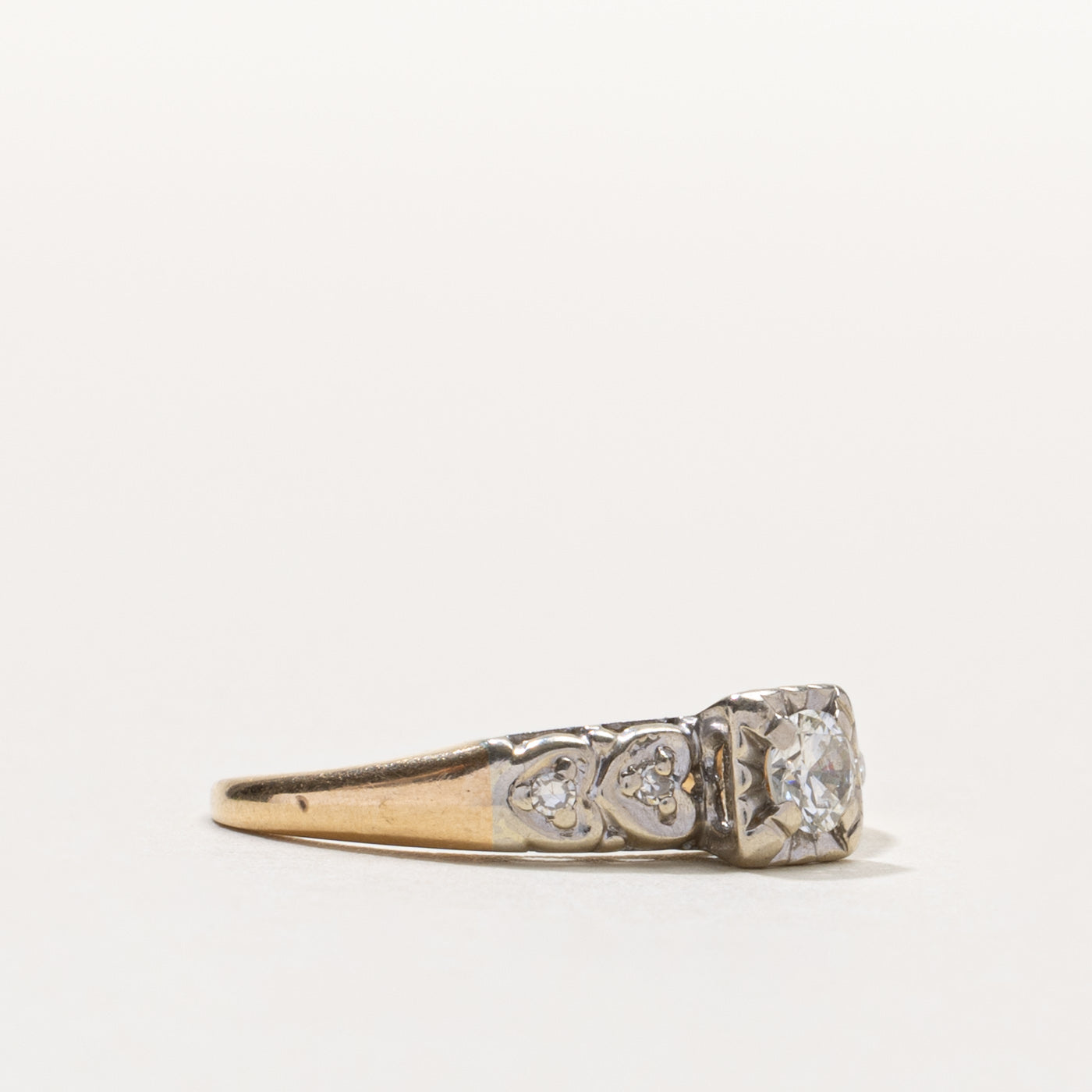 14k Illusion Set Diamond Textured Ring | 0.24ctw | SZ 5.75