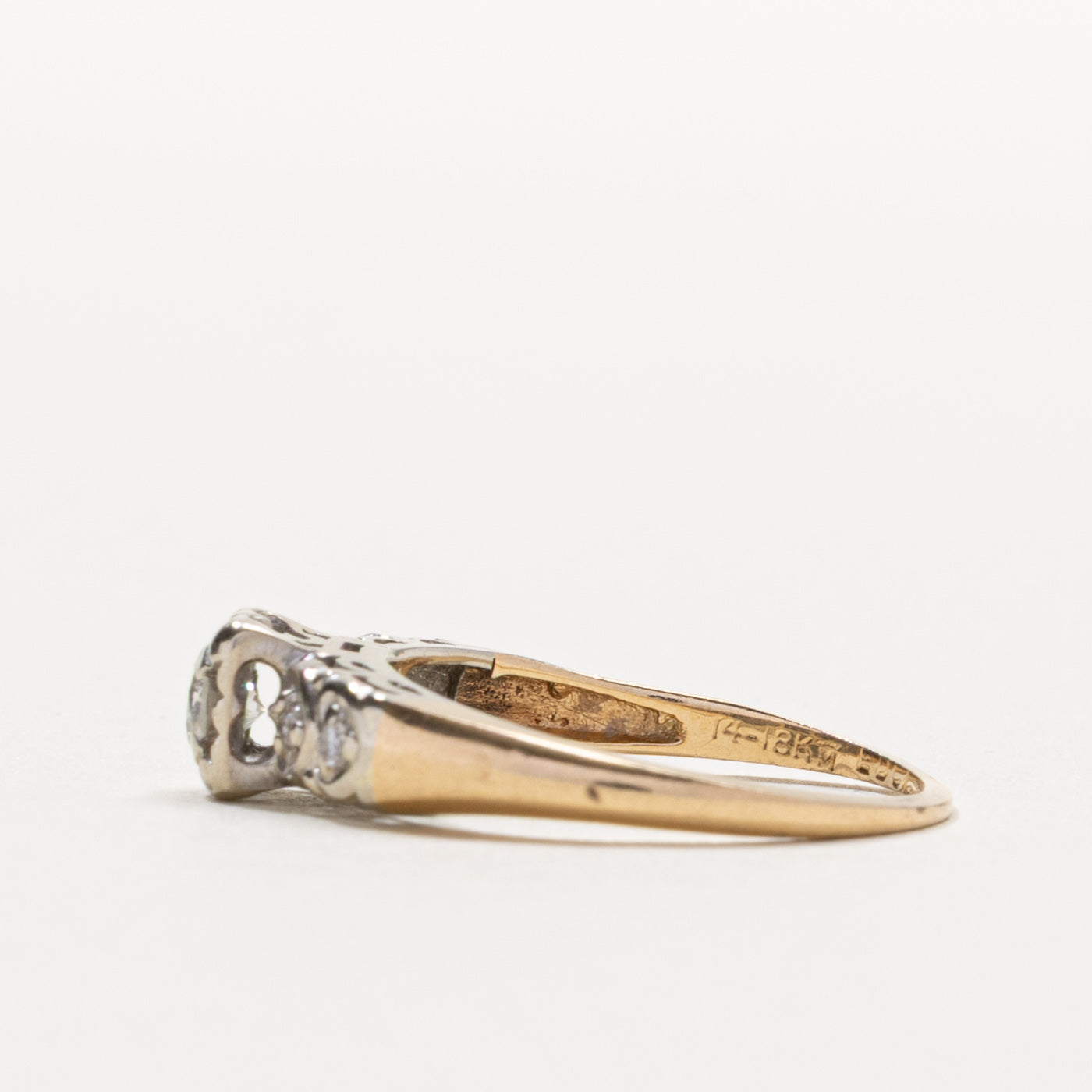 14k Illusion Set Diamond Textured Ring | 0.24ctw | SZ 5.75