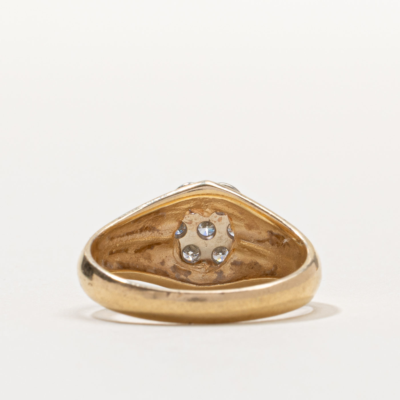 14k Diamond Floral Cluster Grooved Ring | 0.30ctw | SZ 8.5