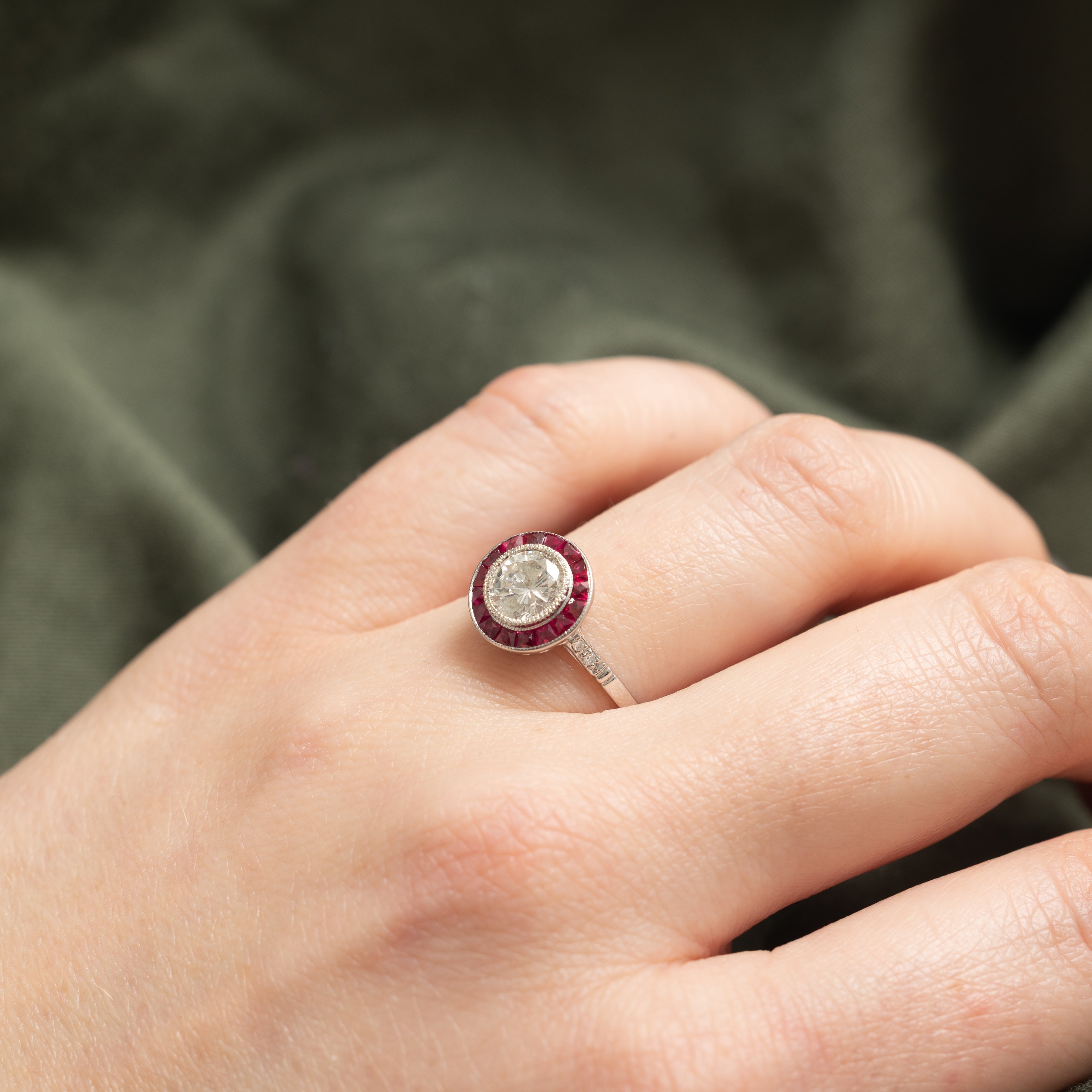 '100 Ways' Art Deco Inspired Diamond and Ruby ring | 0.78ct, 0.80ctw | SZ 6.75