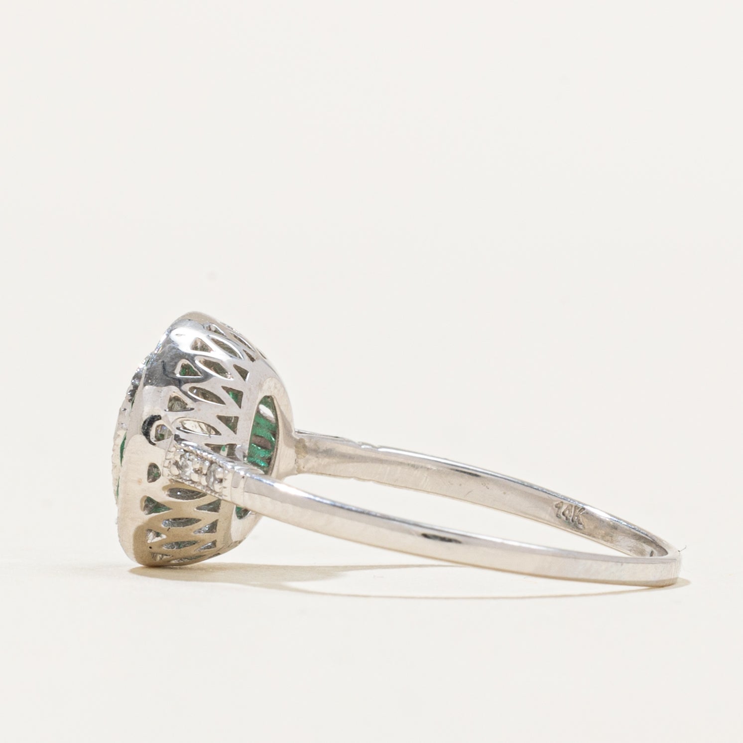 '100 Ways' Art Deco Inspired Emerald and Diamond Ring | 0.76ct, 0.85ctw | SZ 6.75