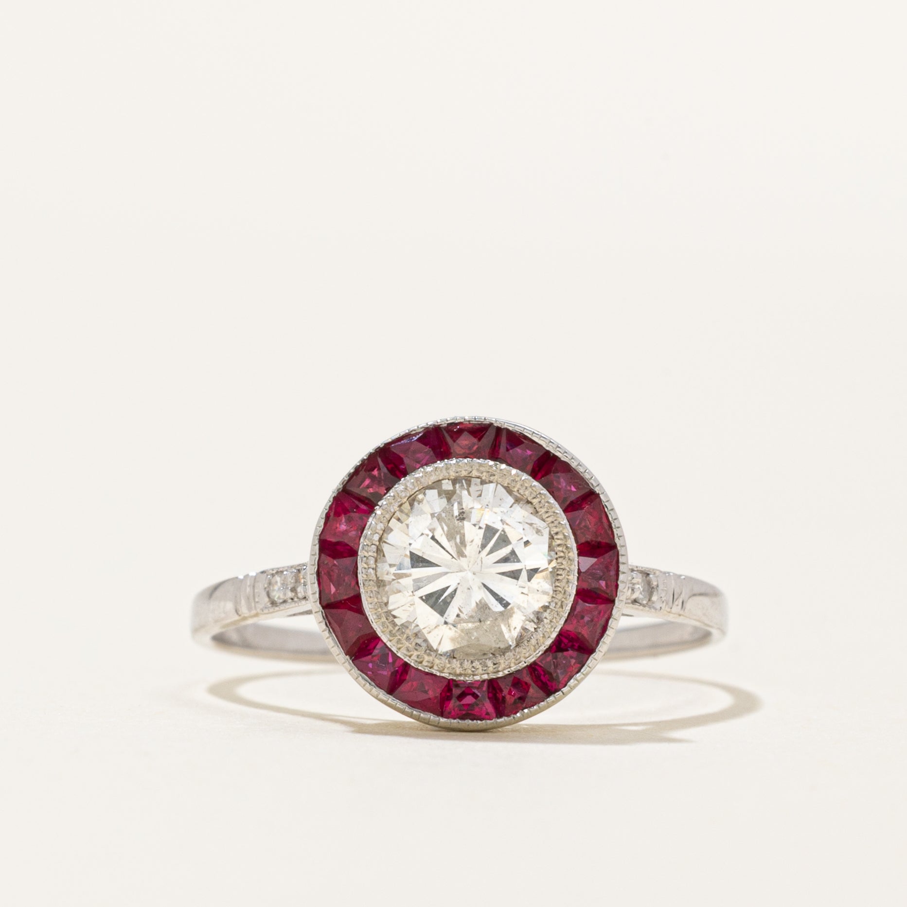 '100 Ways' Art Deco Inspired Diamond and Ruby ring | 0.78ct, 0.80ctw | SZ 6.75
