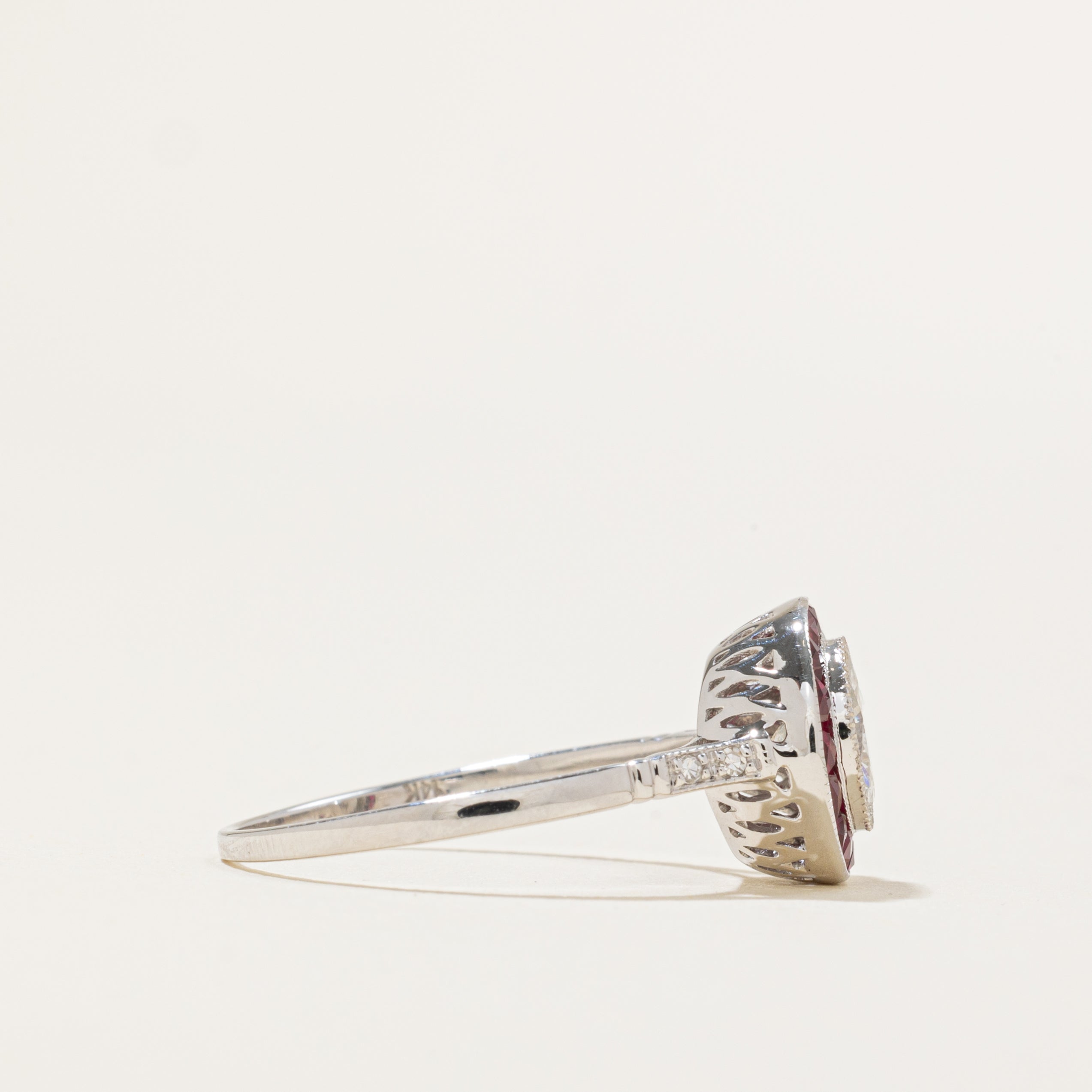 '100 Ways' Art Deco Inspired Diamond and Ruby ring | 0.78ct, 0.80ctw | SZ 6.75