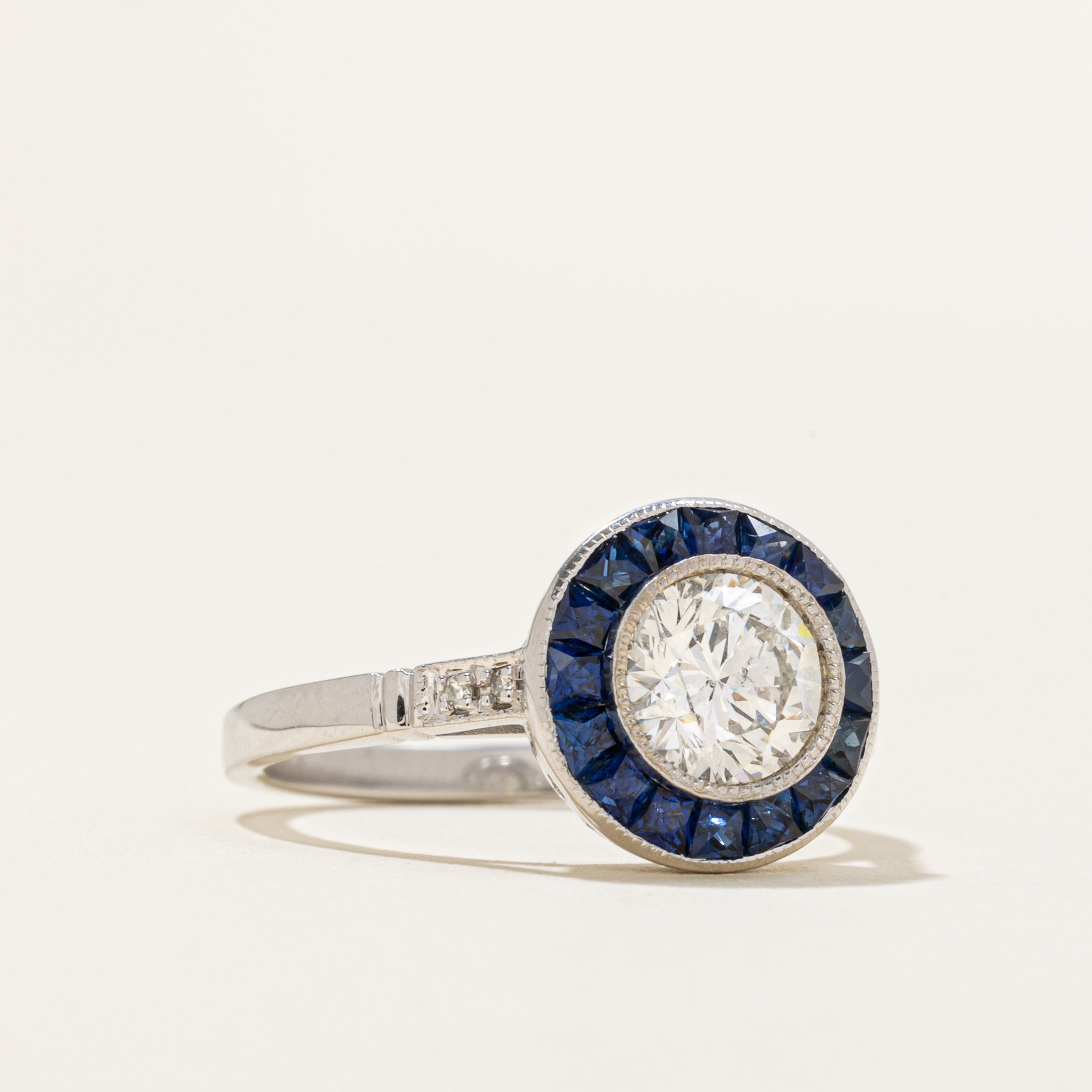 '100 Ways' Art Deco Inspired GIA Diamond and Sapphire Ring