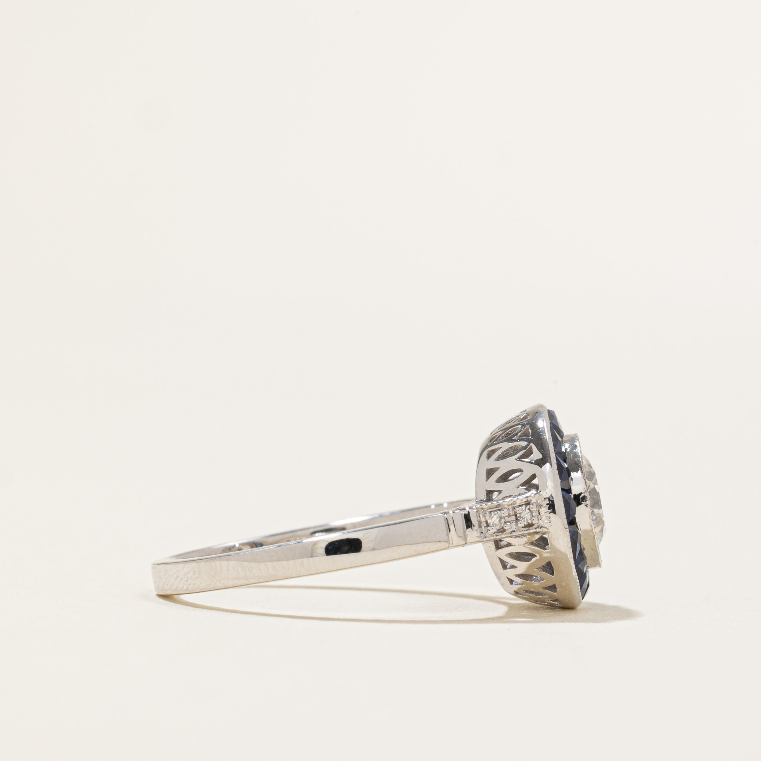 '100 Ways' Art Deco Inspired GIA Diamond and Sapphire Ring