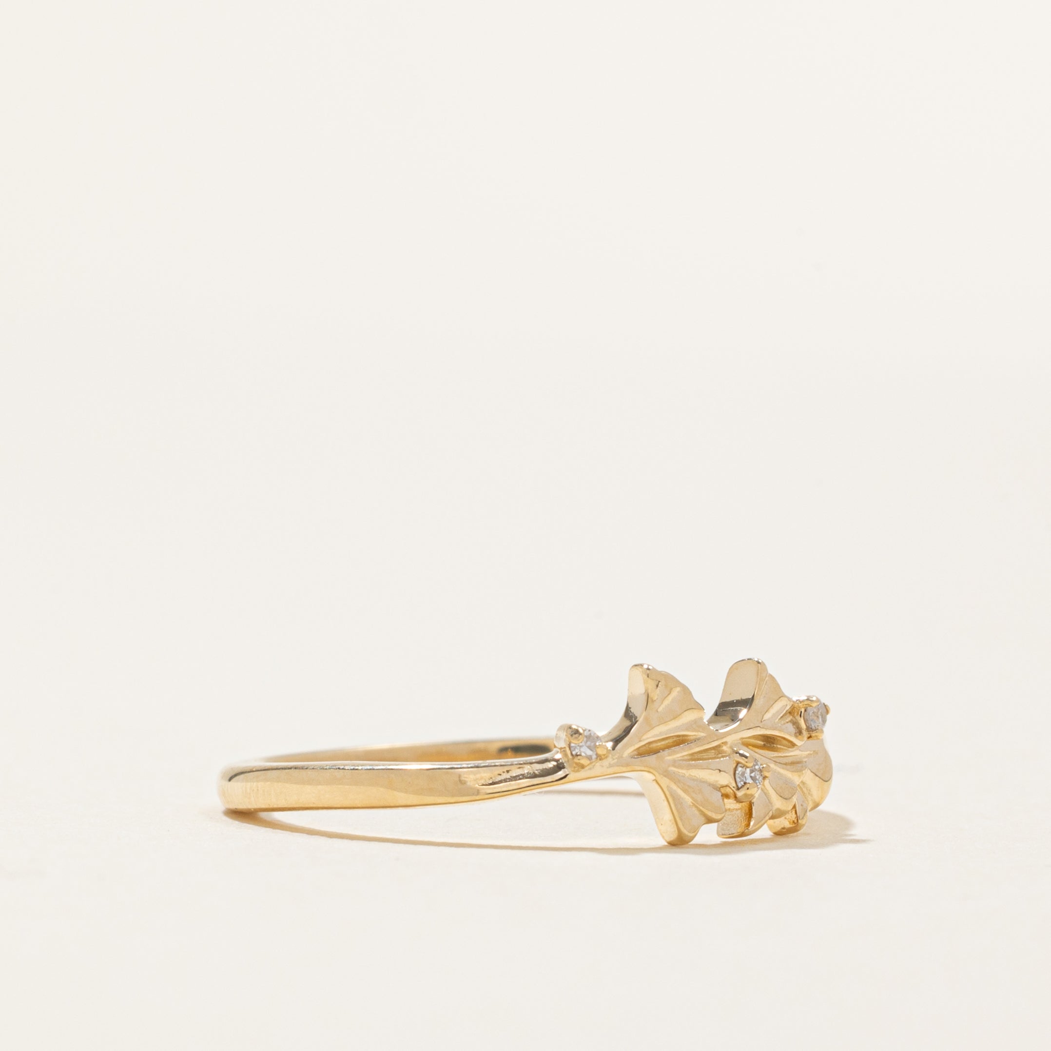 '100 Ways' 10k Leafy Band With Diamonds | 0.02ctw | SZ 7