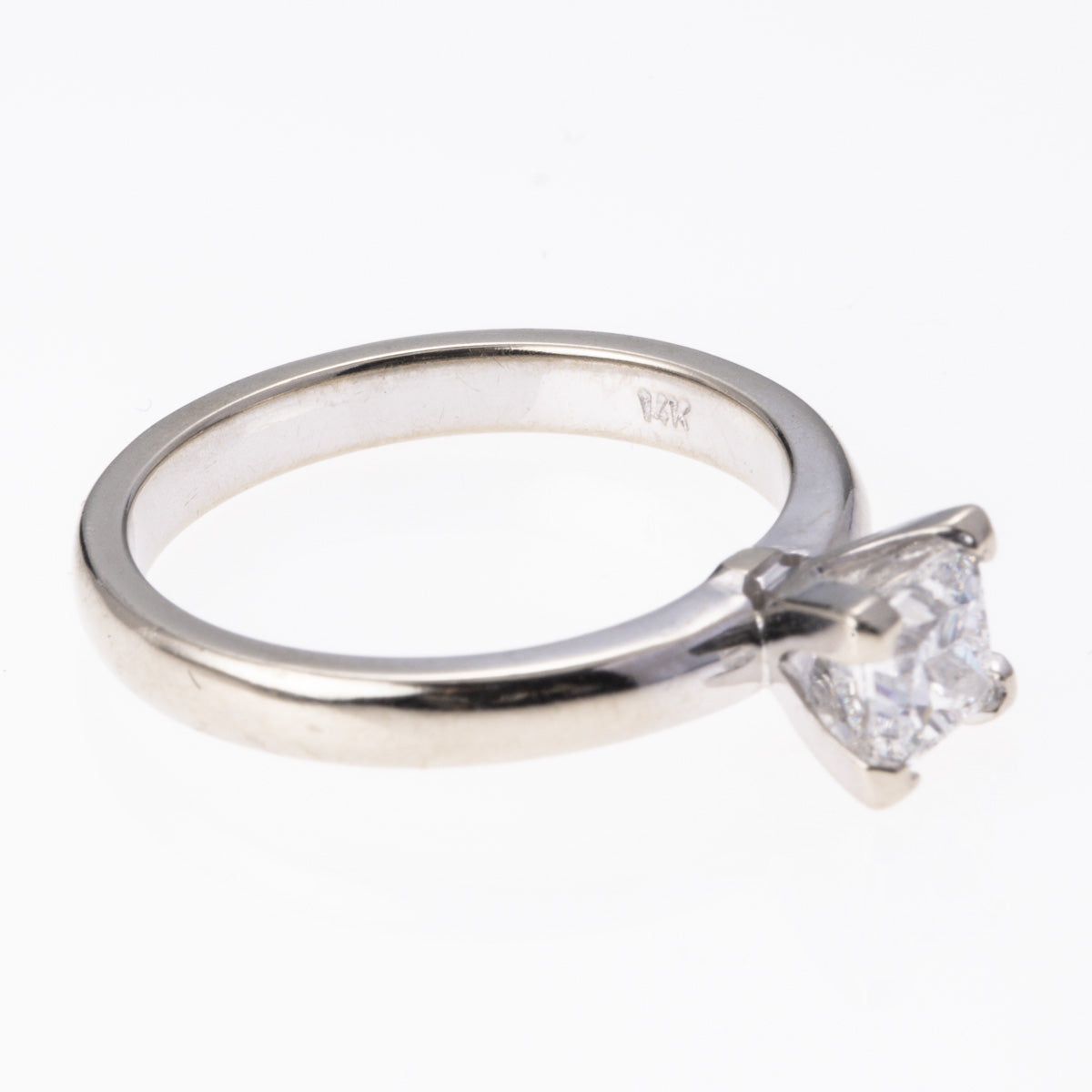 Bague en or blanc 14 carats avec diamant taille princesse | 0,53 ct | Taille 4,75 | 