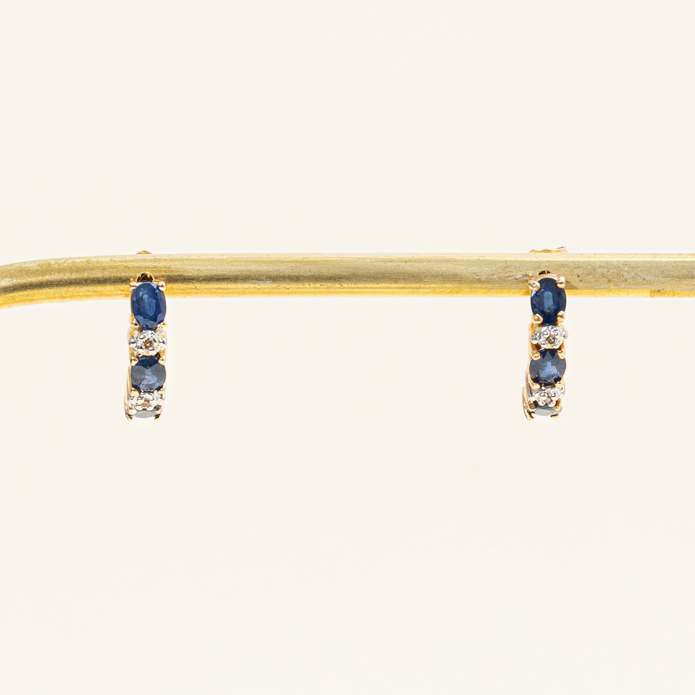 Sapphire & Diamond Half Hoop Earrings | 1.38ctw, 0.02ctw |