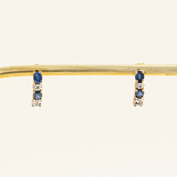 Sapphire & Diamond Half Hoop Earrings | 1.38ctw, 0.02ctw |