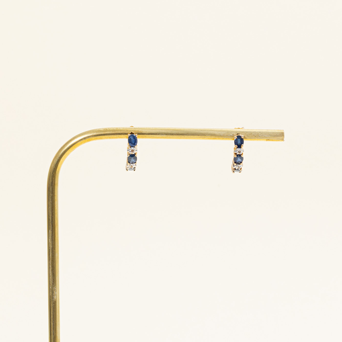 Sapphire & Diamond Half Hoop Earrings | 1.38ctw, 0.02ctw |