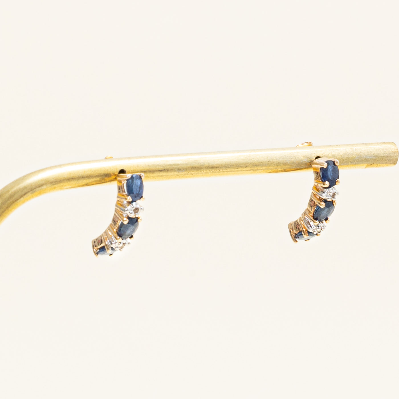 Sapphire & Diamond Half Hoop Earrings | 1.38ctw, 0.02ctw |