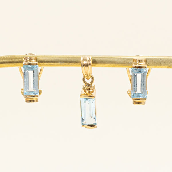 Blue Topaz Earrings & Pendant Set | 5.25ctw |