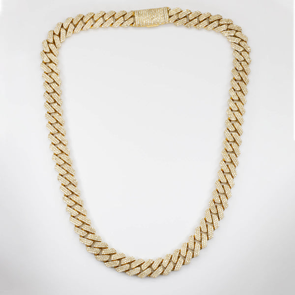 Diamond Cuban Link Necklace with Fold Over Bar Clasp | 21.5