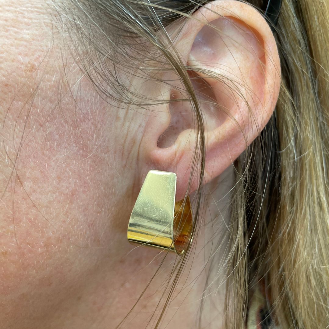 14k Yellow Gold Soft Triangle Hoop Earrings