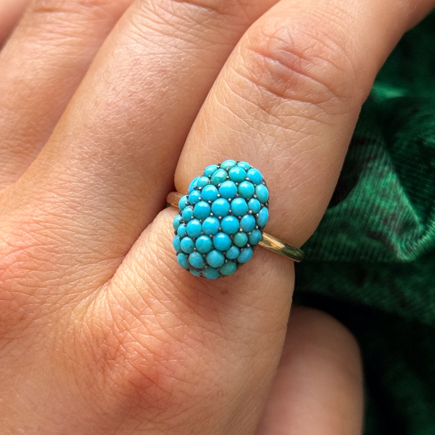 Georgian Turquoise Cocktail Ring | 1.63ctw | SZ 6.5 |