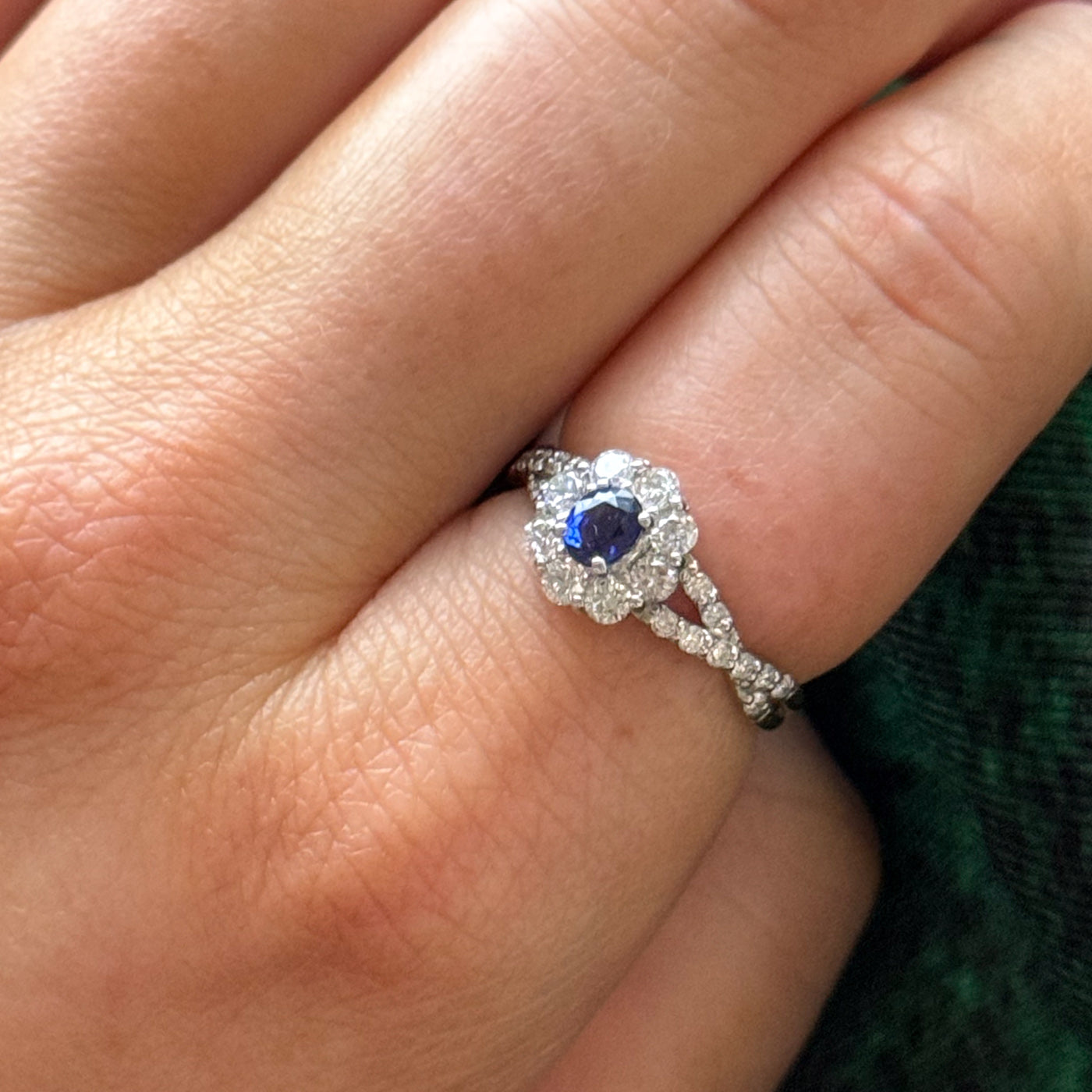 Sapphire & Diamond Halo Ring | 0.36ct, 0.63ctw | SZ 5.5 |