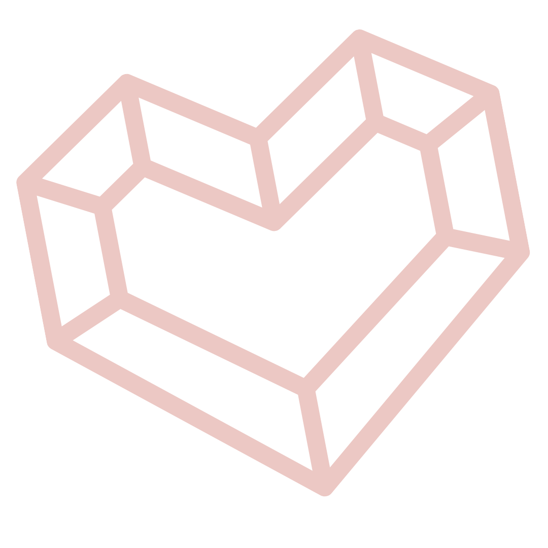 Heart gem pink outline graphic