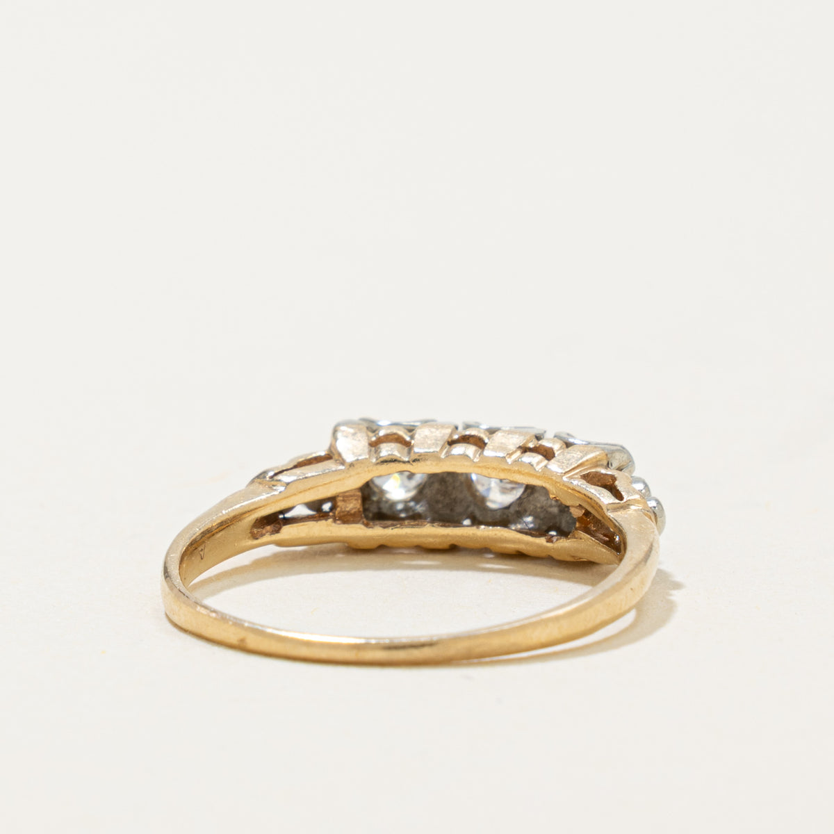Vintage 14k Three Stone Diamond Ring | 0.11ct, 0.14ctw | SZ 5.75