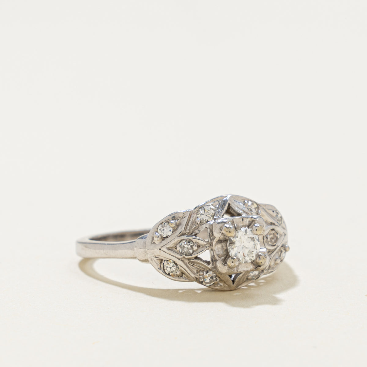 Art Deco 14k Transitional Cut Diamond Cluster Ring | 0.17ct, 0.13ctw | SZ 9