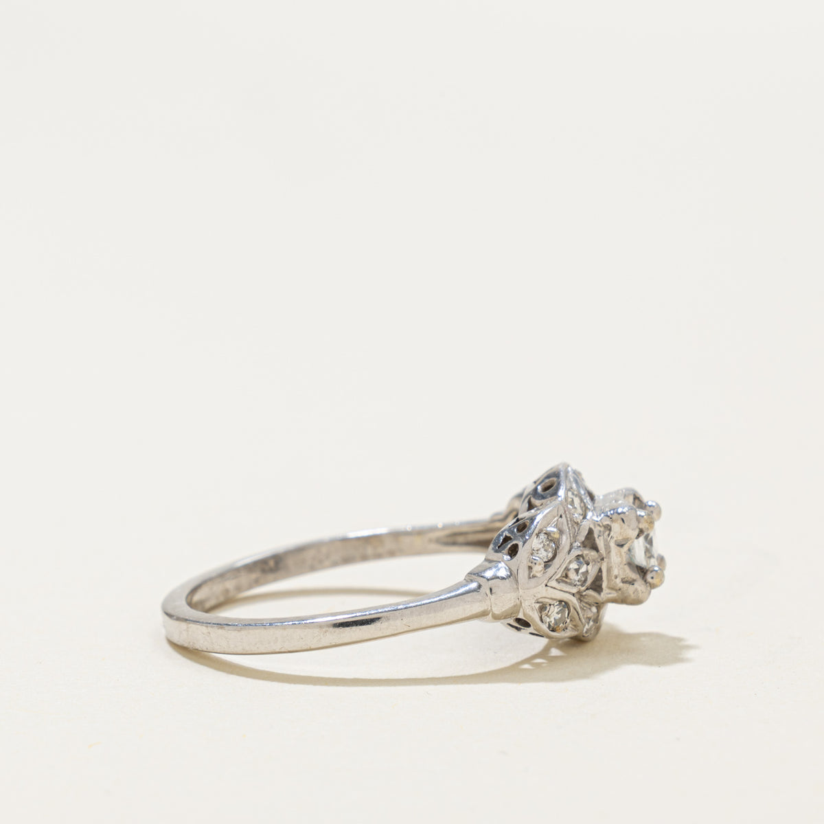 Art Deco 14k Transitional Cut Diamond Cluster Ring | 0.17ct, 0.13ctw | SZ 9
