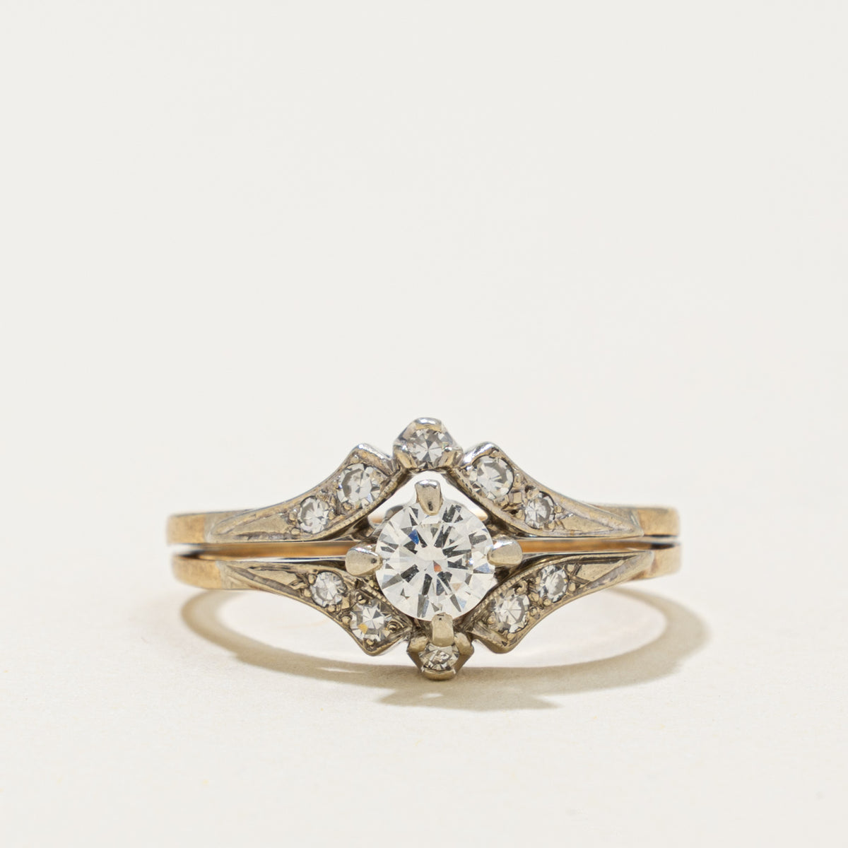 Vintage 14k Diamond Split Band Ring | 0.36ct, 0.15ctw | SZ 7.75