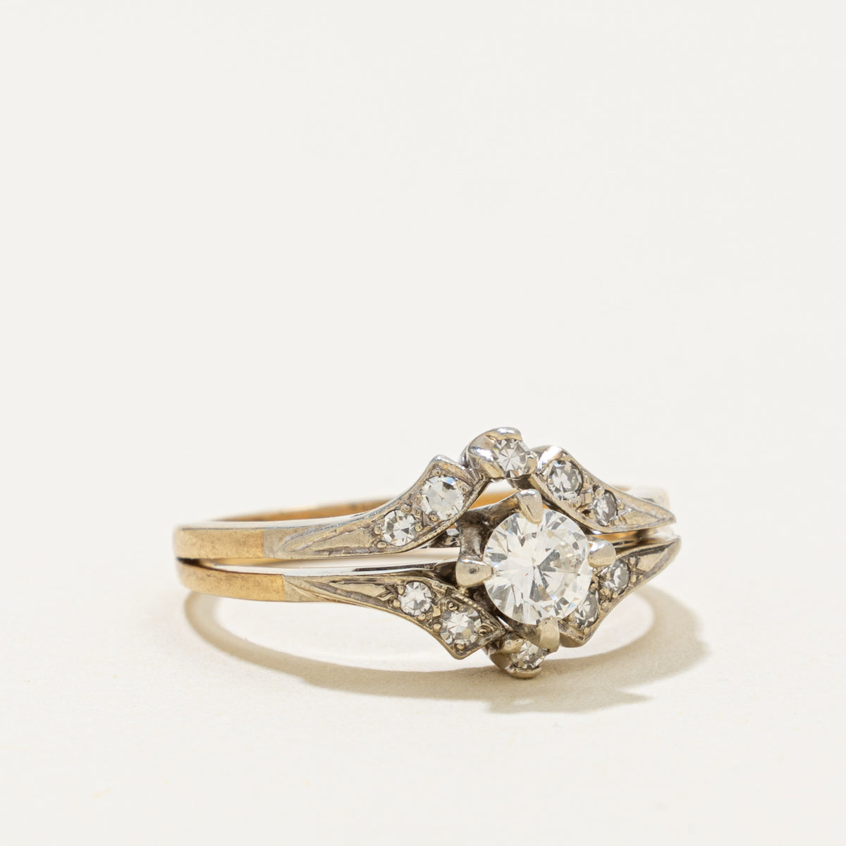 Vintage 14k Diamond Split Band Ring | 0.36ct, 0.15ctw | SZ 7.75
