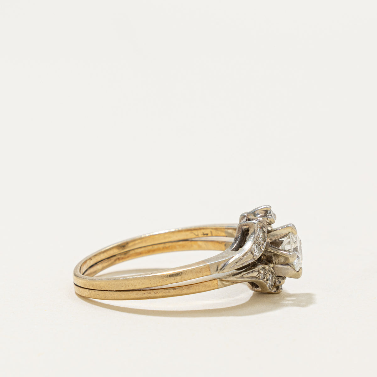 Vintage 14k Diamond Split Band Ring | 0.36ct, 0.15ctw | SZ 7.75