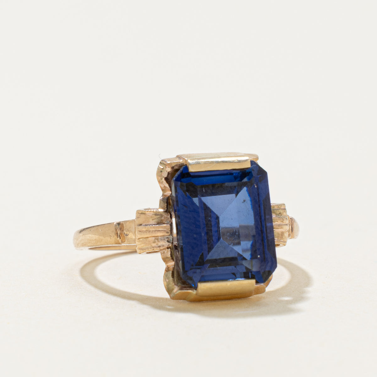 Vintage Canadian 10k Synthetic Sapphire Ring | 4.22ct | SZ 5.75