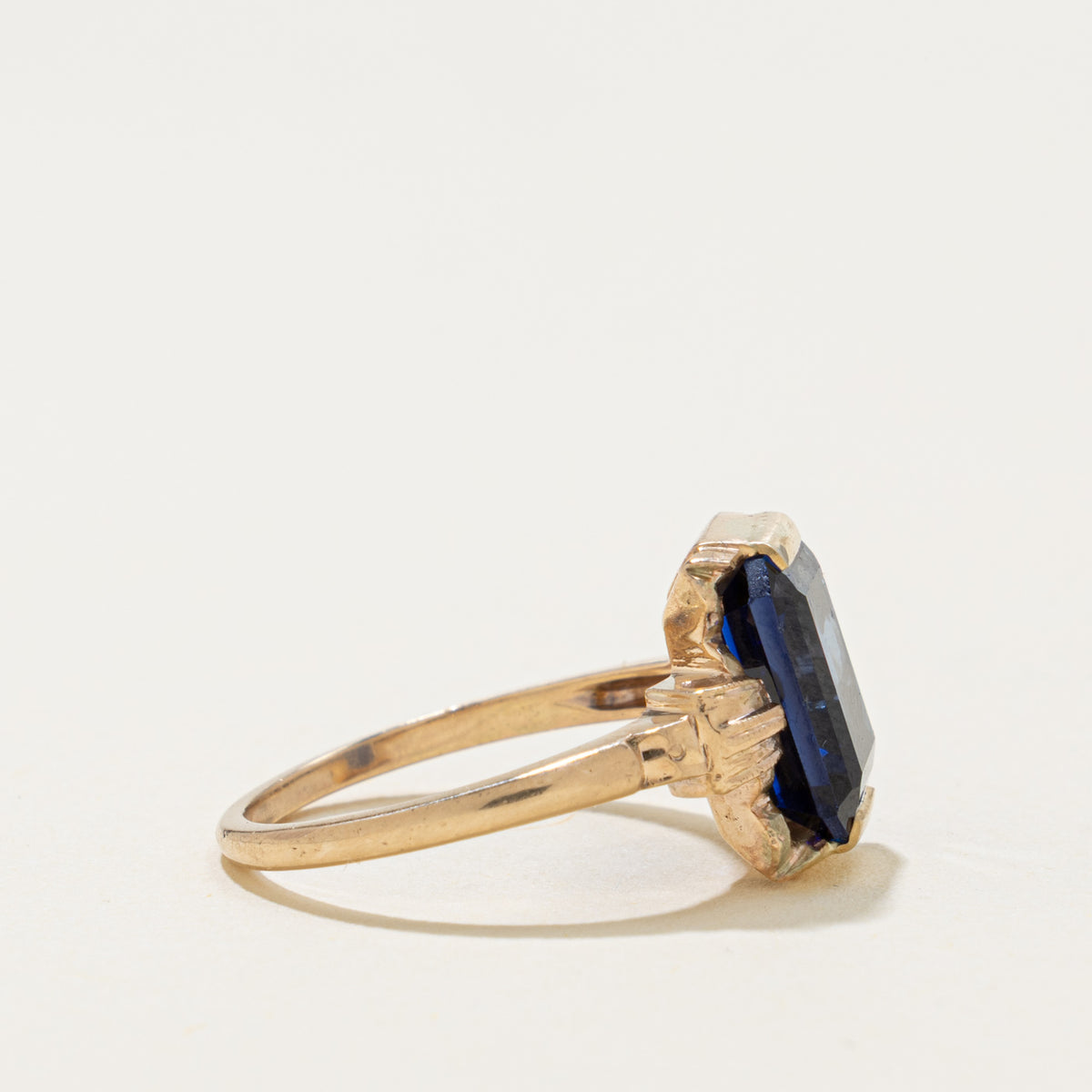 Vintage Canadian 10k Synthetic Sapphire Ring | 4.22ct | SZ 5.75