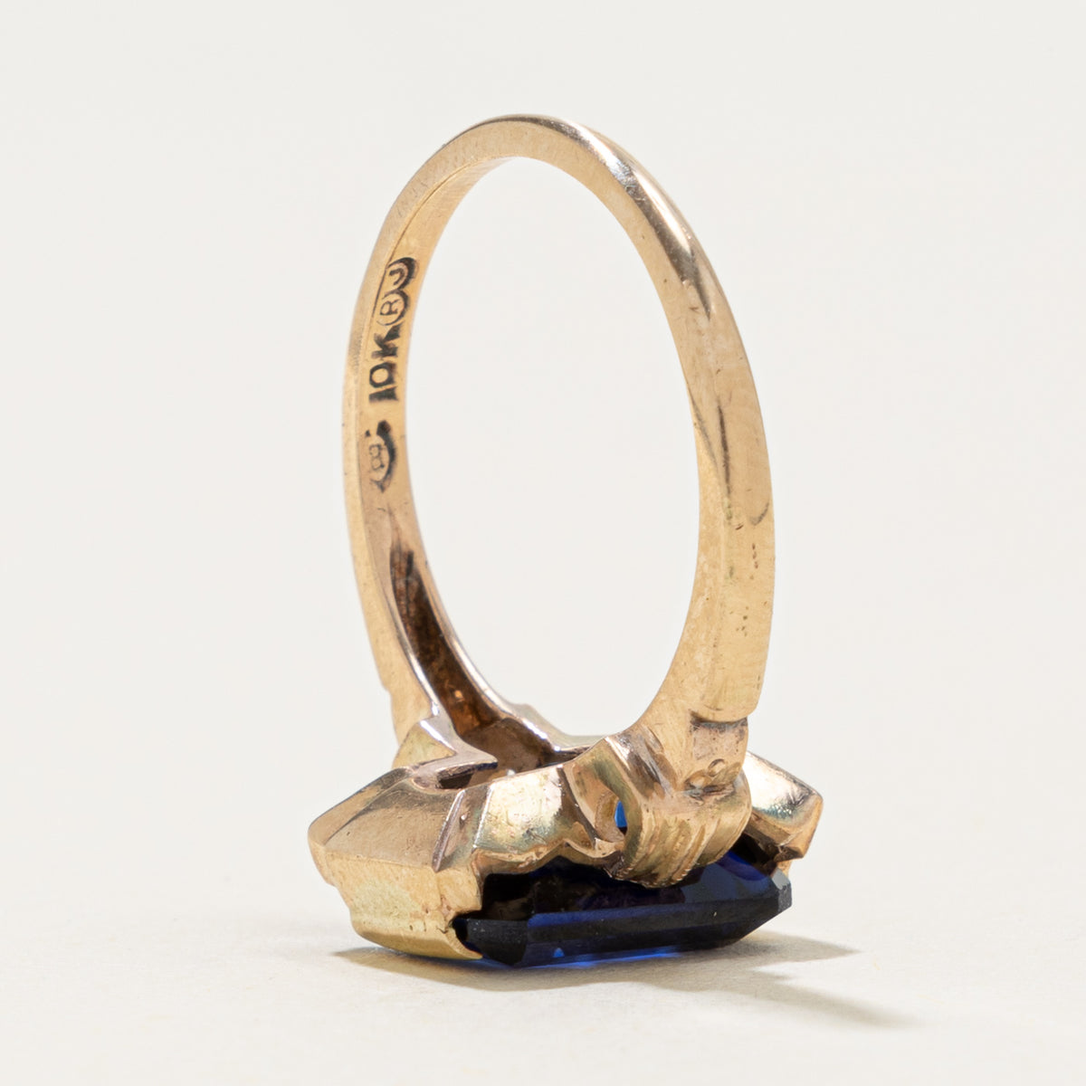 Vintage Canadian 10k Synthetic Sapphire Ring | 4.22ct | SZ 5.75