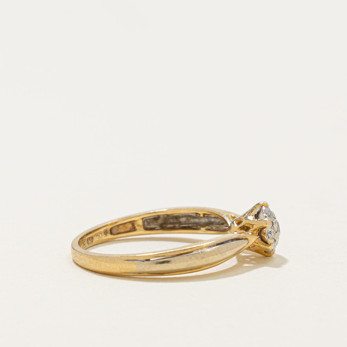 2000 Sheffield Diamond Cluster Reverse Tapered Ring | 0.15ctw | SZ 6.5