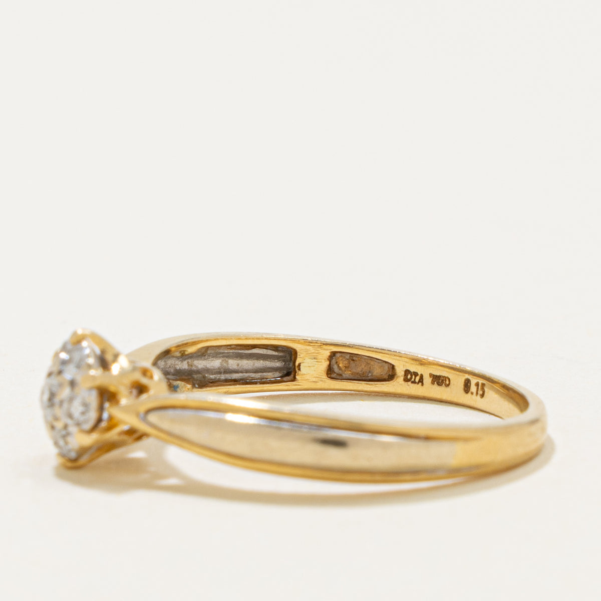 2000 Sheffield Diamond Cluster Reverse Tapered Ring | 0.15ctw | SZ 6.5