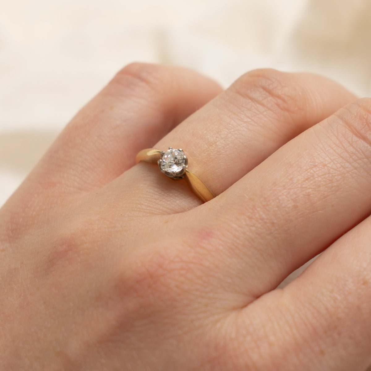 Antique 14k Old Mine Cut Diamond Solitaire Ring | 0.33ct | SZ 5.5