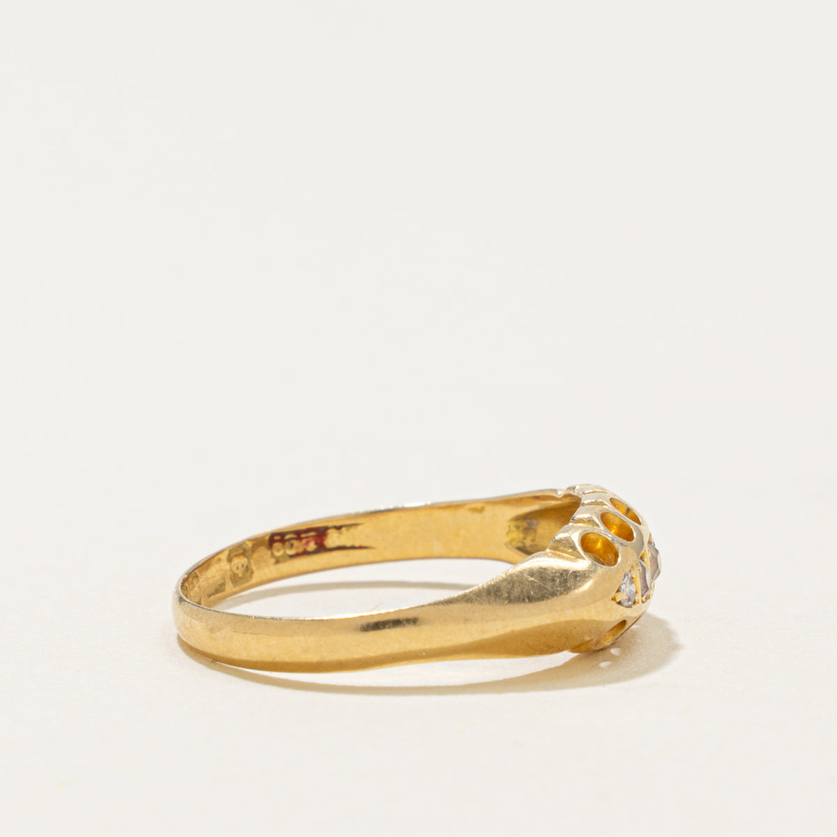 1913 Birmingham Five Stone Diamond Boat Ring | 0.05ctw | SZ 6.75