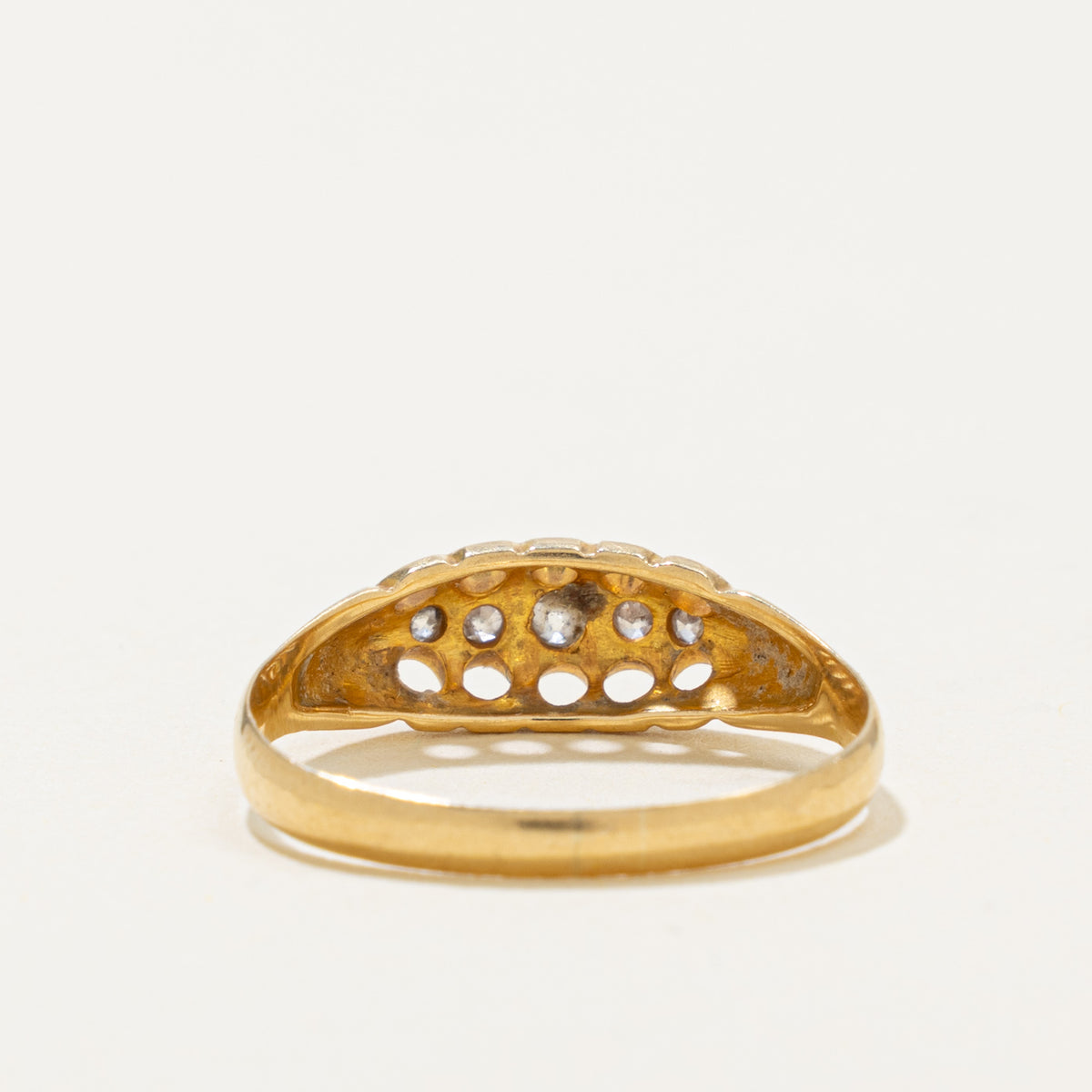 1913 Birmingham Five Stone Diamond Boat Ring | 0.05ctw | SZ 6.75