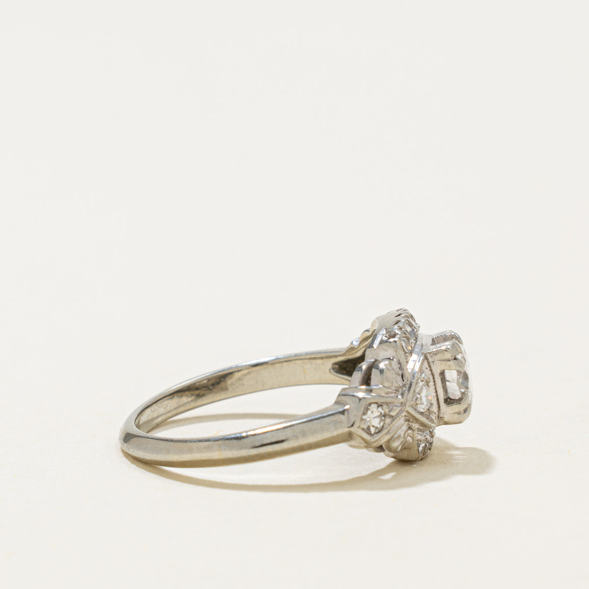 18k Diamond Milgrained & Textured Engagement Ring | 0.53ctw | SZ 5