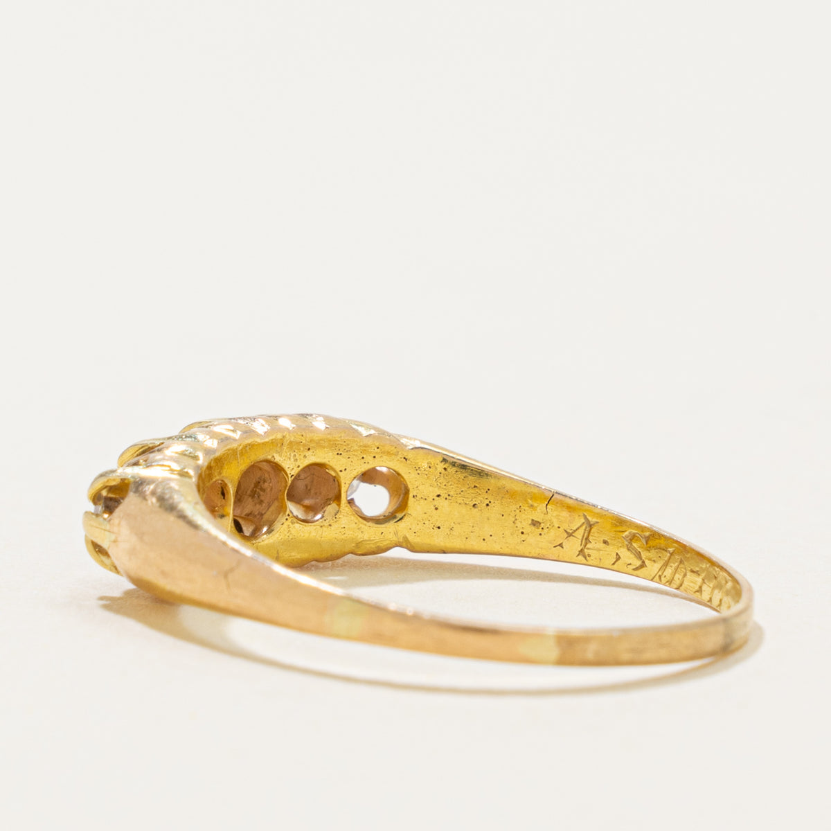 1899 Chester Belcher Set Diamond Boat Ring | 0.40ctw | SZ 7.75