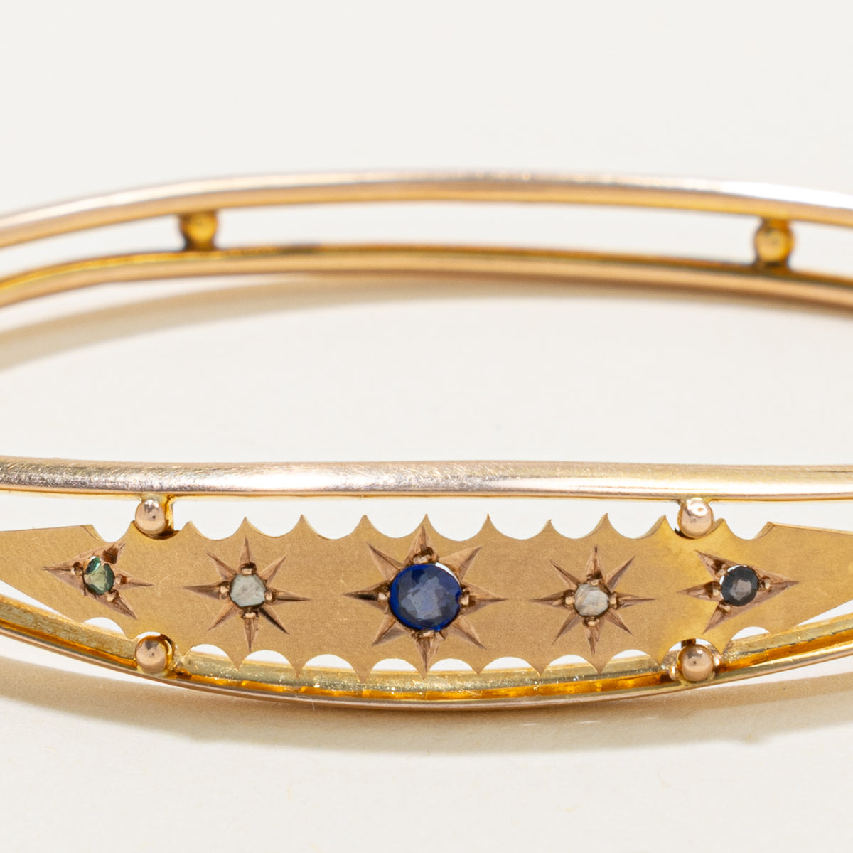1912 Chester Star Set Doublet & Diamond Slice Bangle | 7"