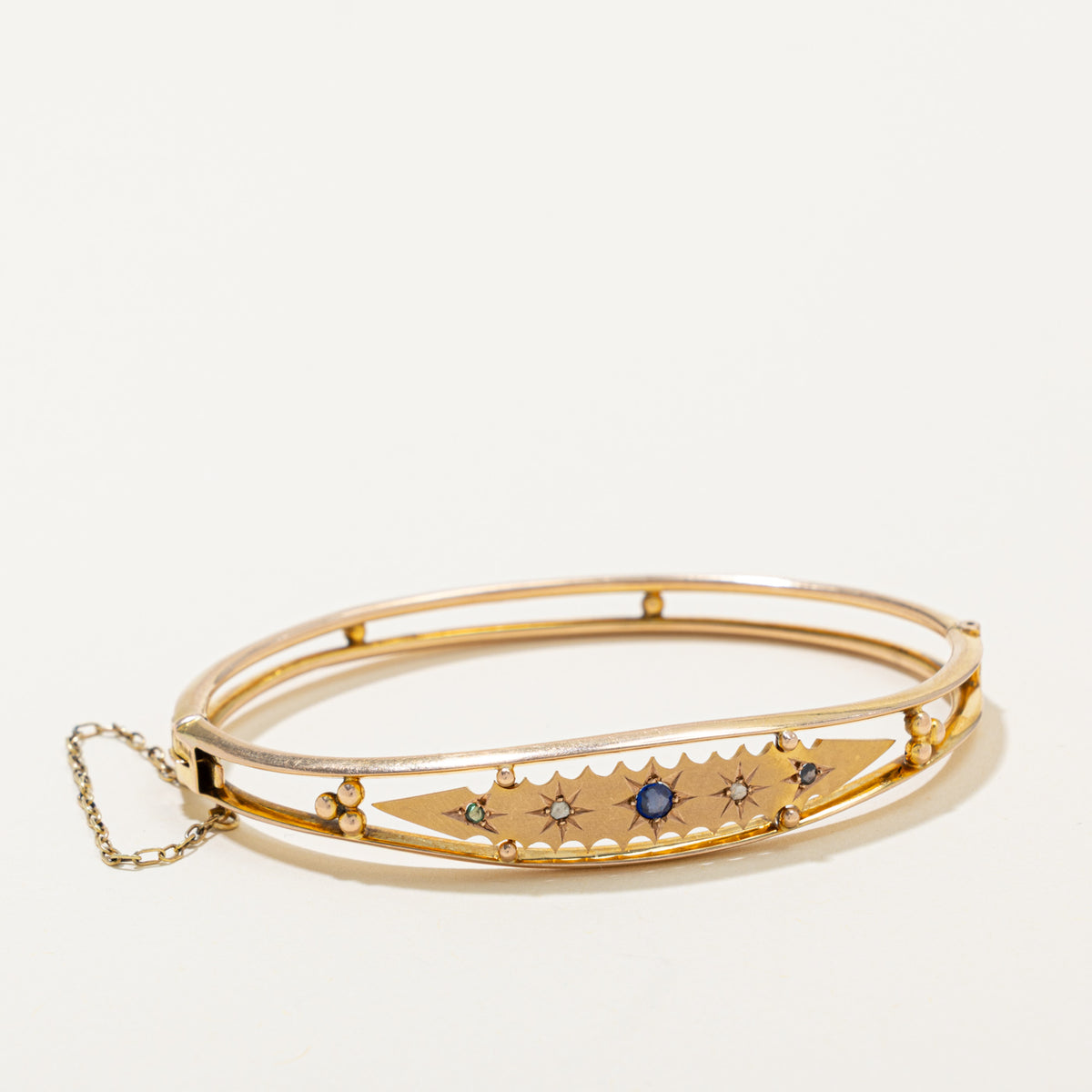 1912 Chester Star Set Doublet & Diamond Slice Bangle | 7"