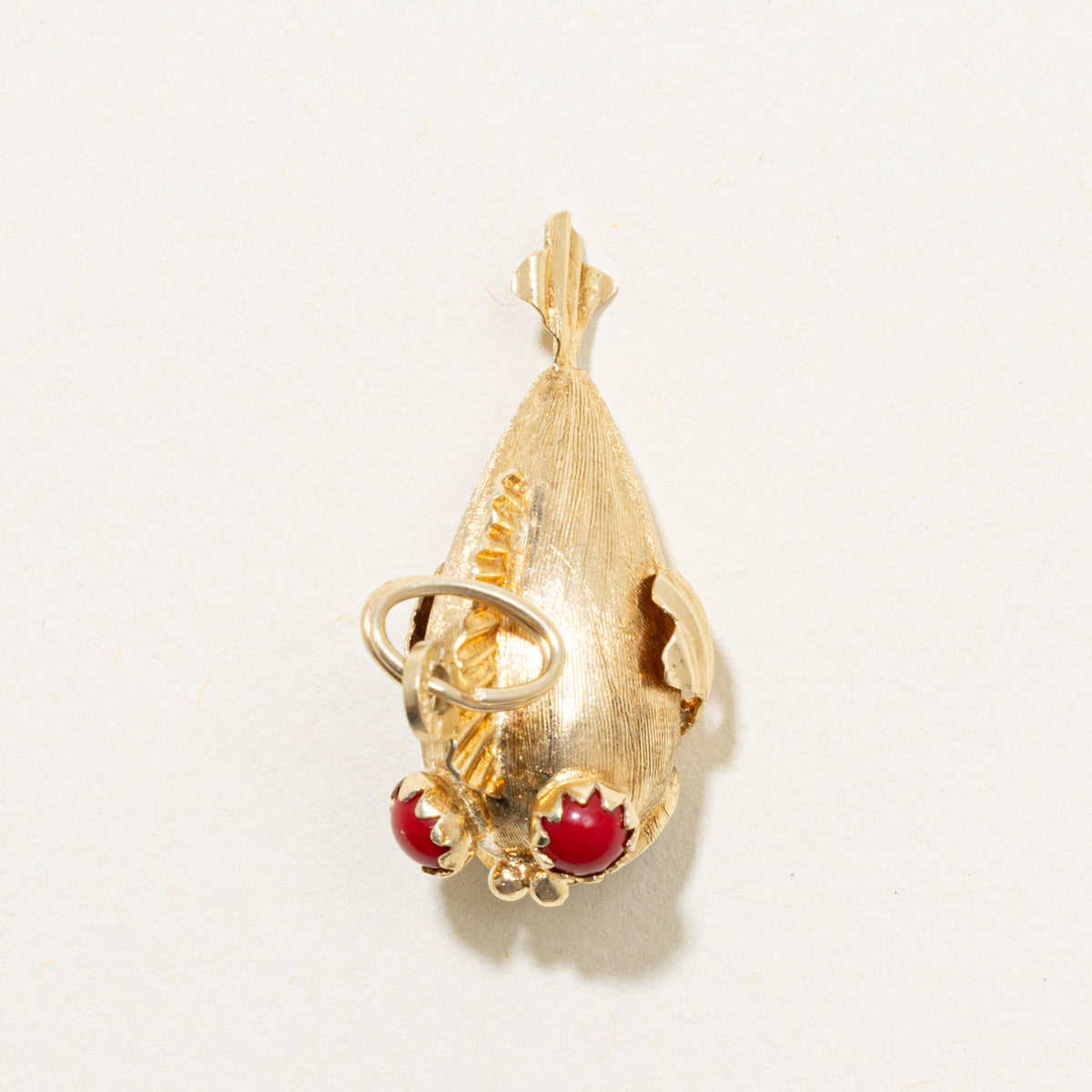 14k Coral Pufferfish Charm