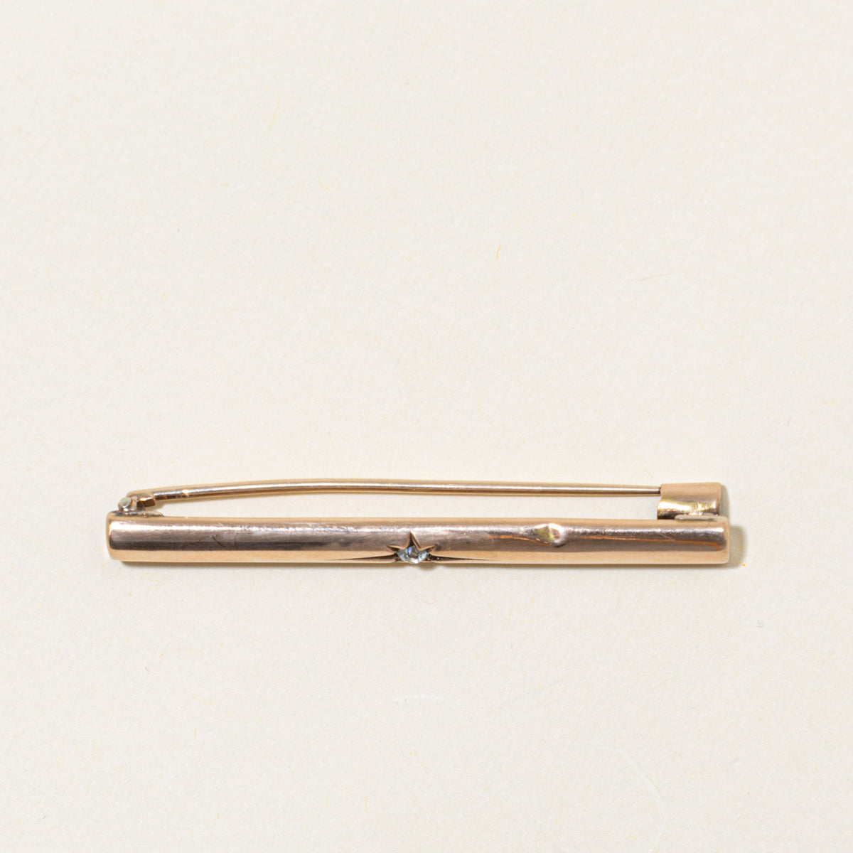 Antique 14k Rose Gold Old Mine Diamond Hollow Bar Brooch | 0.11ct
