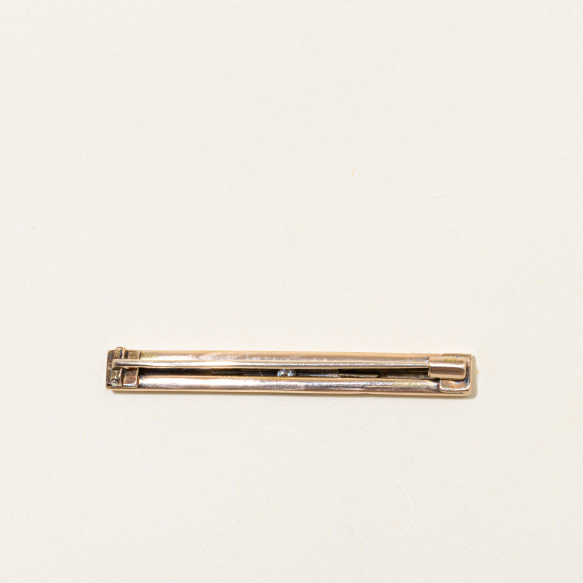 Antique 14k Rose Gold Old Mine Diamond Hollow Bar Brooch | 0.11ct