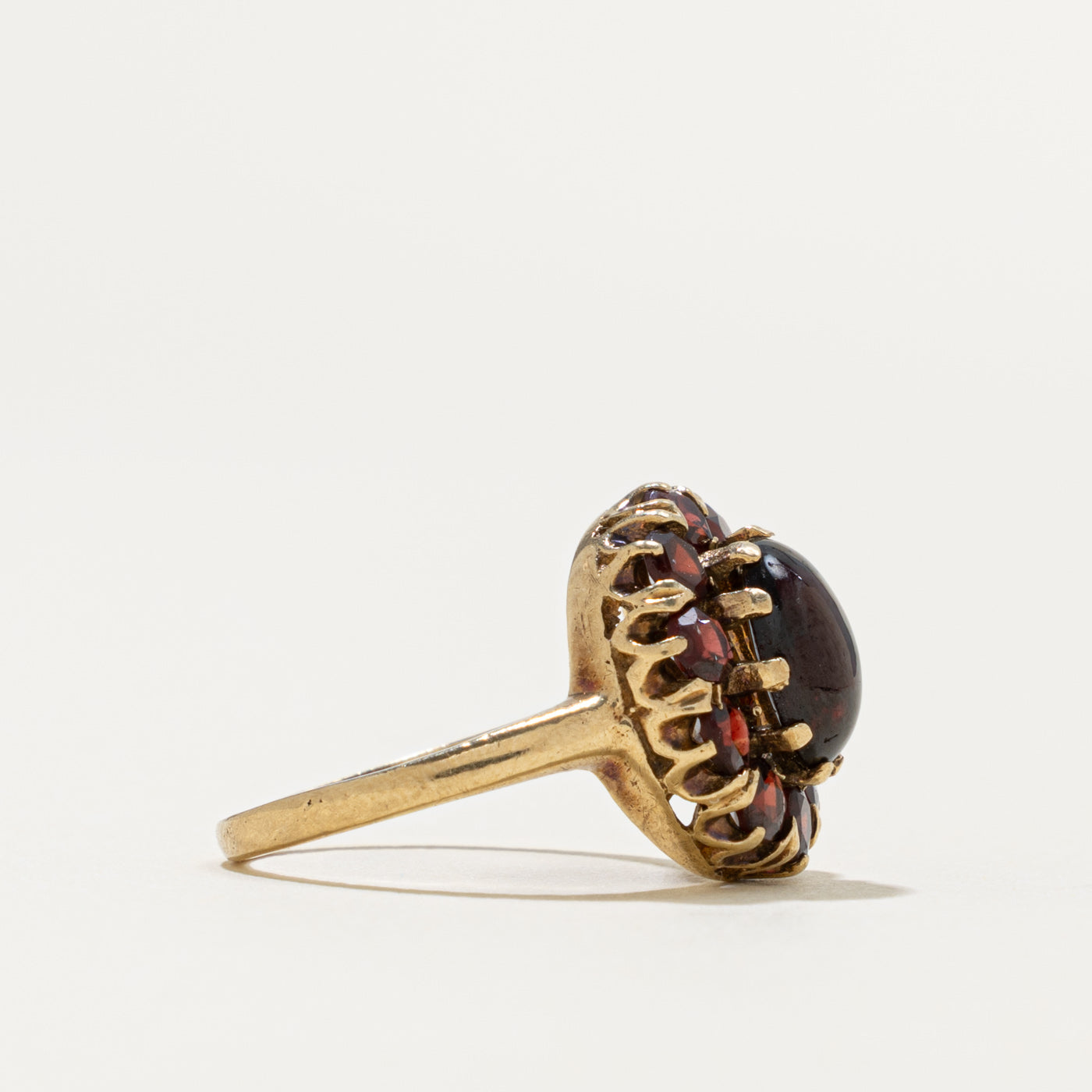 1973 London 9k Victorian Revival Garnet Cluster Ring | 4.20ctw | SZ 6